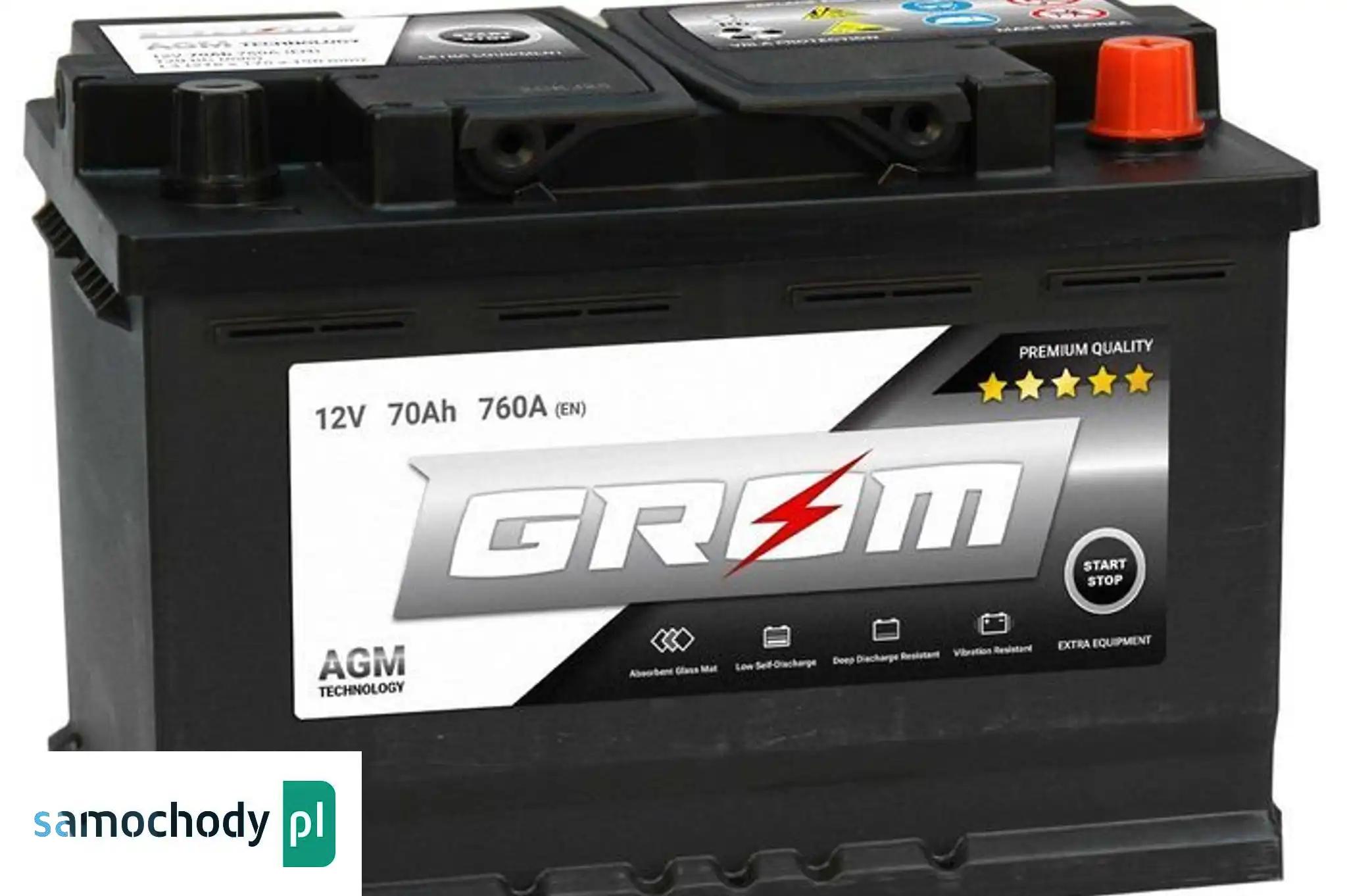 Akumulator GROM AGM START&STOP 70Ah 760A Prawy Plus