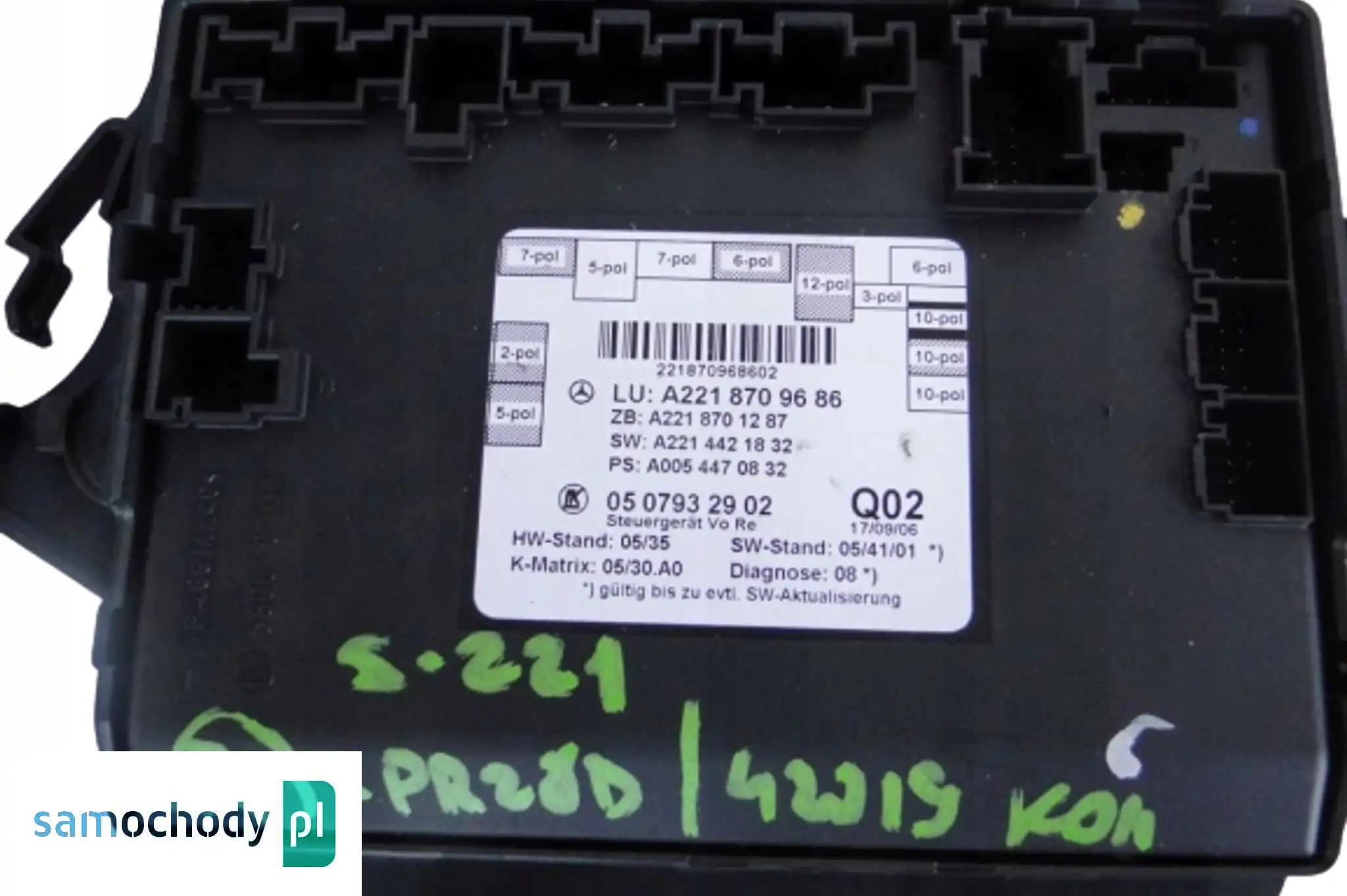 MERCEDES S KLASA W221 MODUŁ DRZWI PRAWE PRZEDNIE