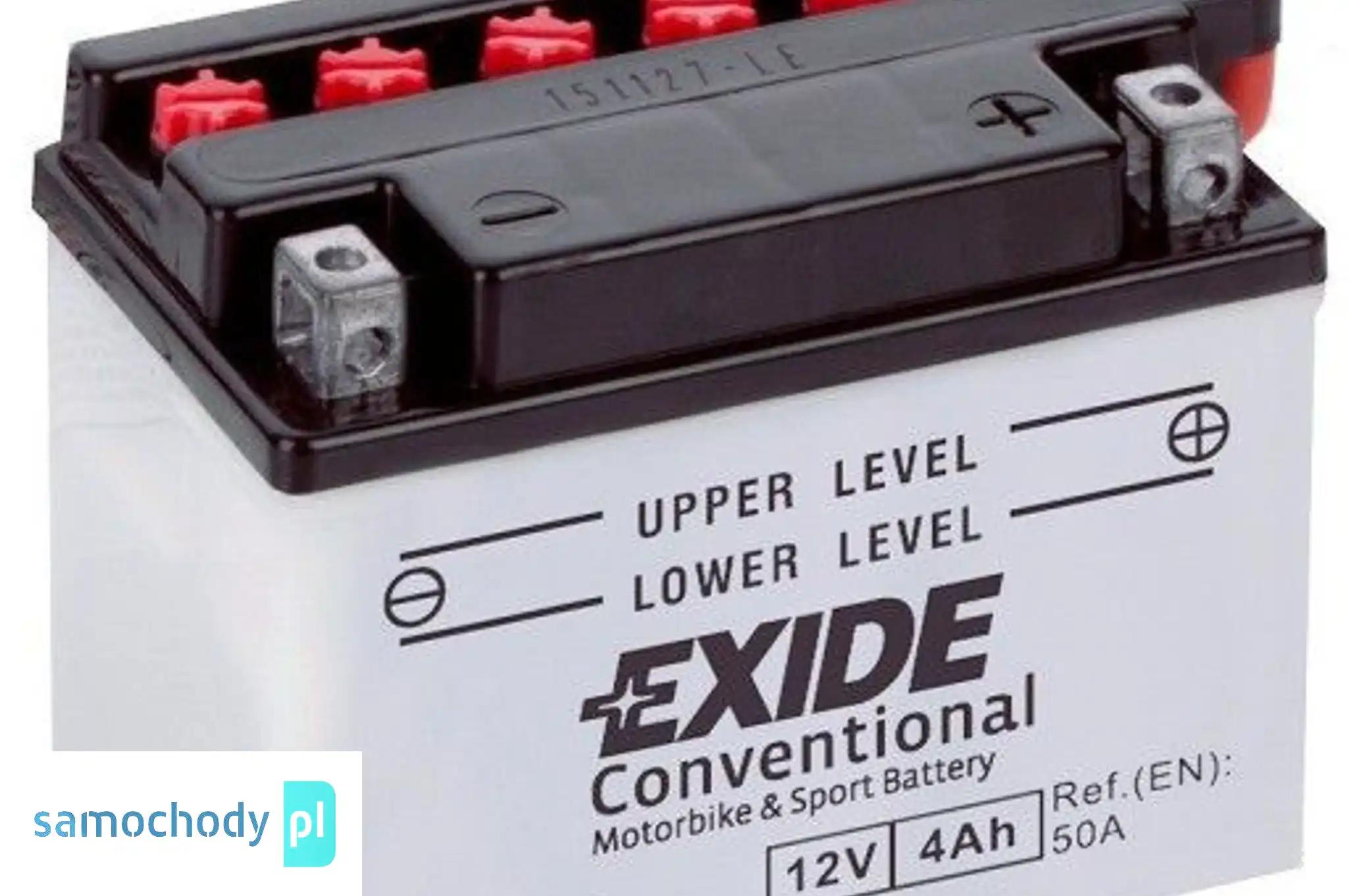 Akumulator motocyklowy EXIDE EB4L-B YB4L-B 12V 4Ah 50A EN P+