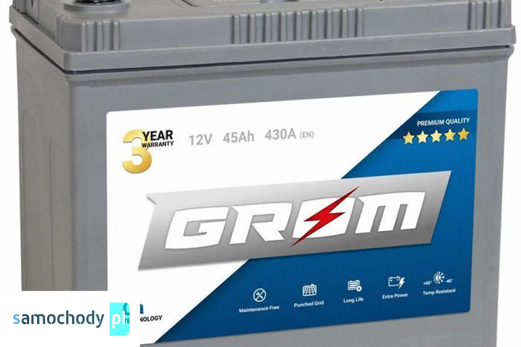 Akumulator GROM Premium 45Ah 430A Japan Prawy plus