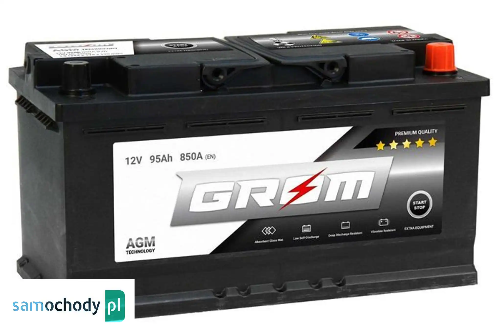 Akumulator GROM AGM START&STOP 95Ah 850A Prawy Plus