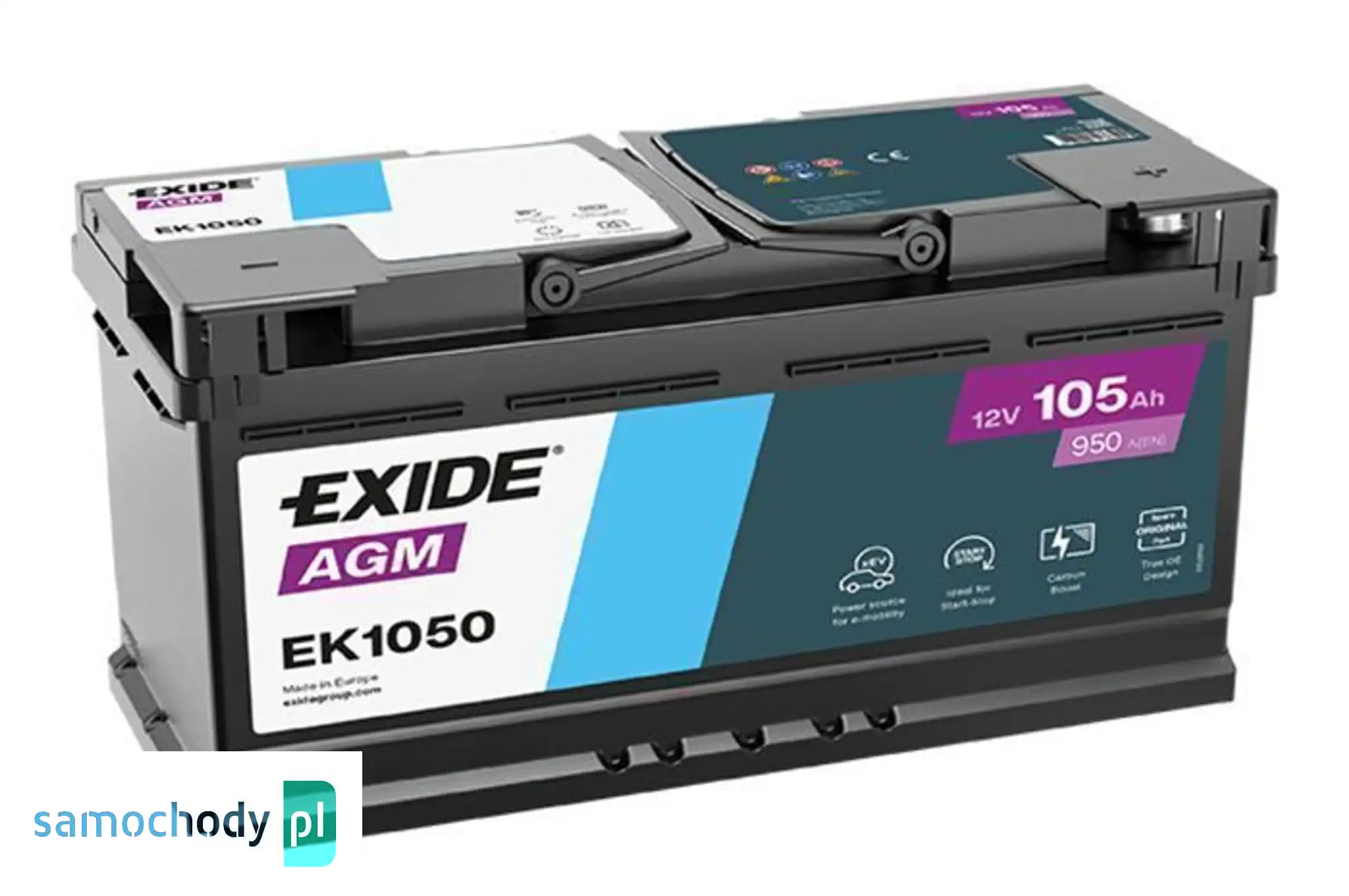 Akumulator Exide Start Stop AGM 105Ah 950A EK1050 PRAWY PLUS