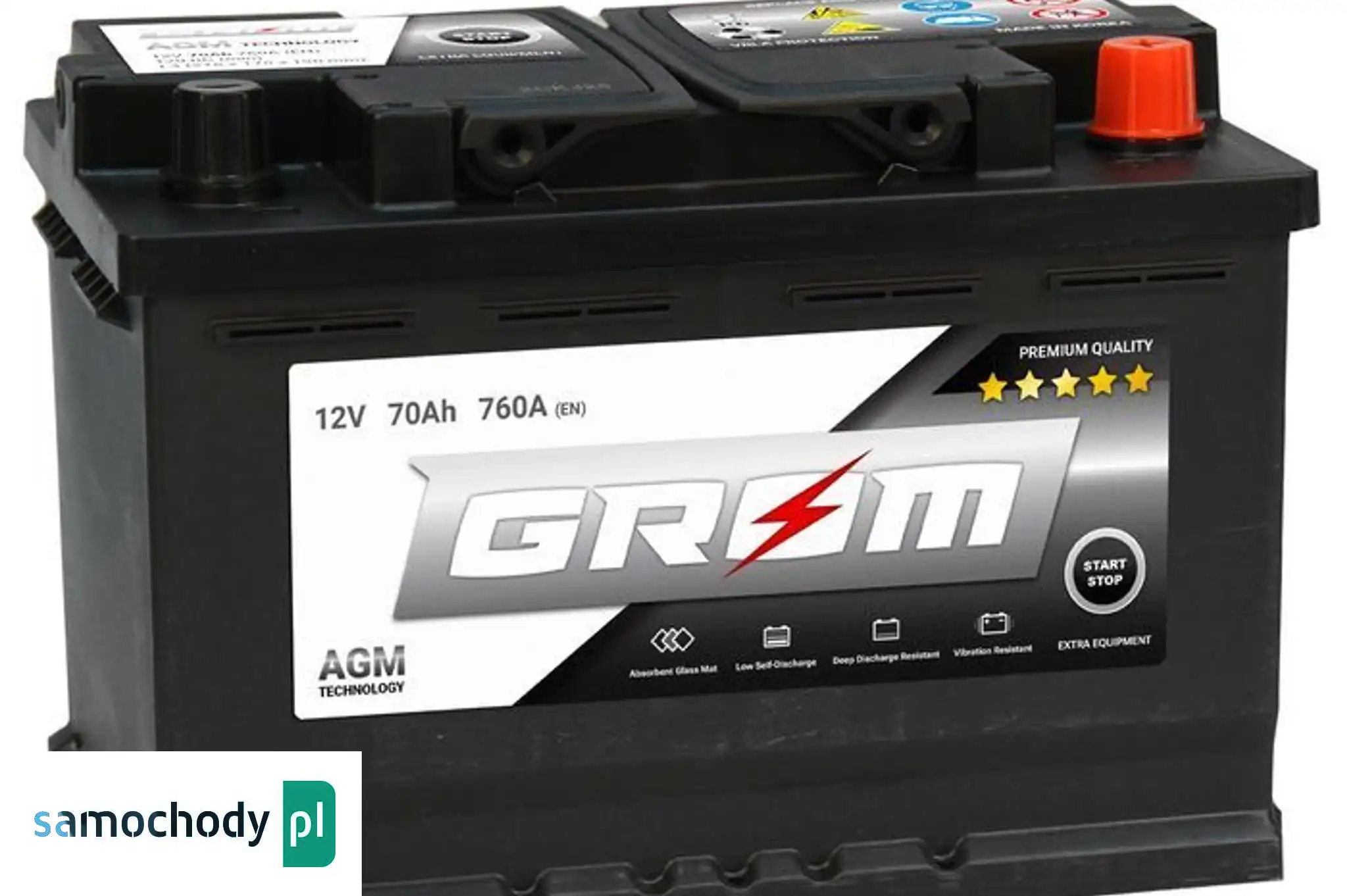 Akumulator GROM AGM START&STOP 70Ah 760A Prawy Plus