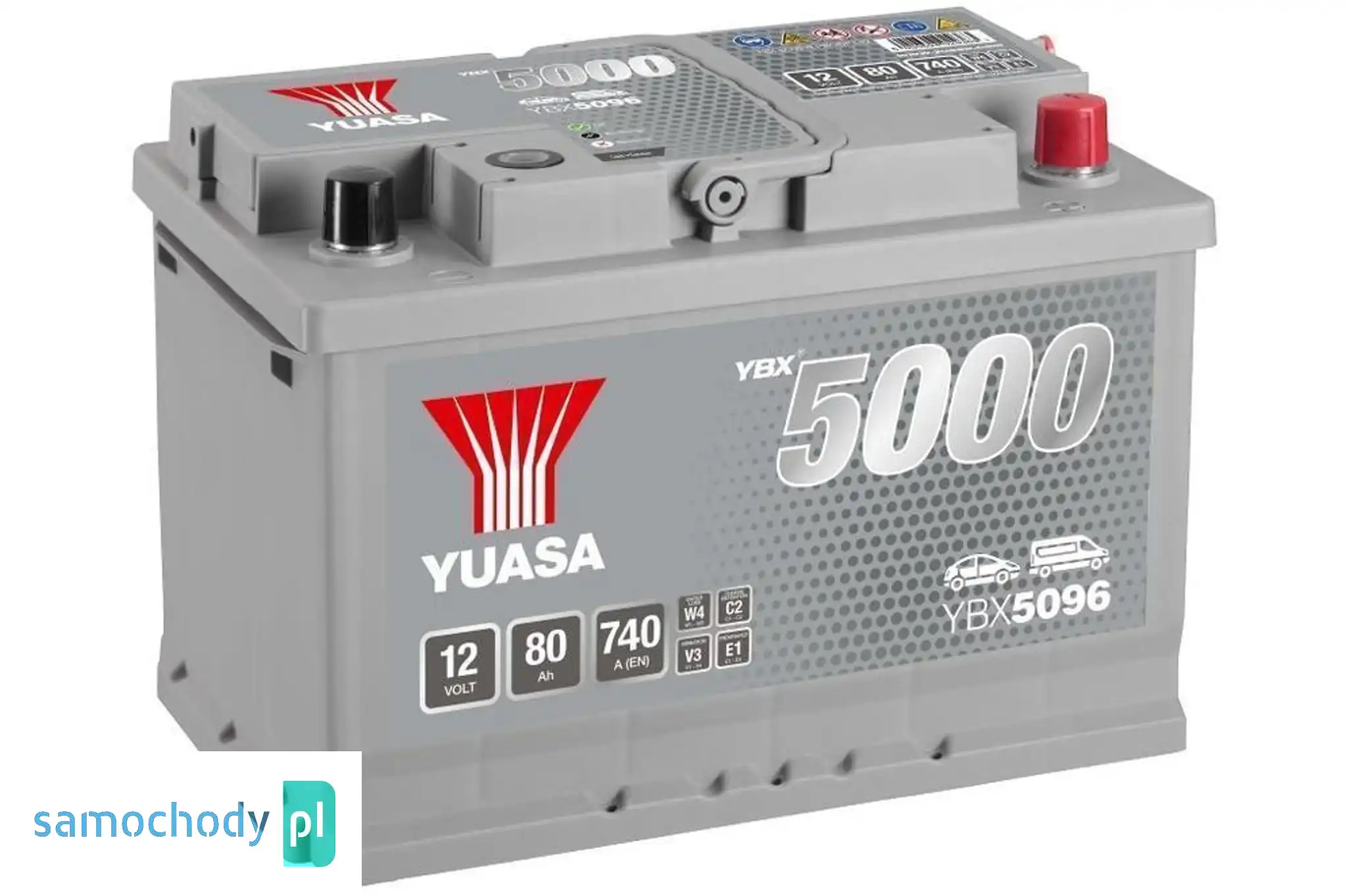 Akumulator Yuasa Silver 12V 80Ah 740A Prawy Plus YBX5096