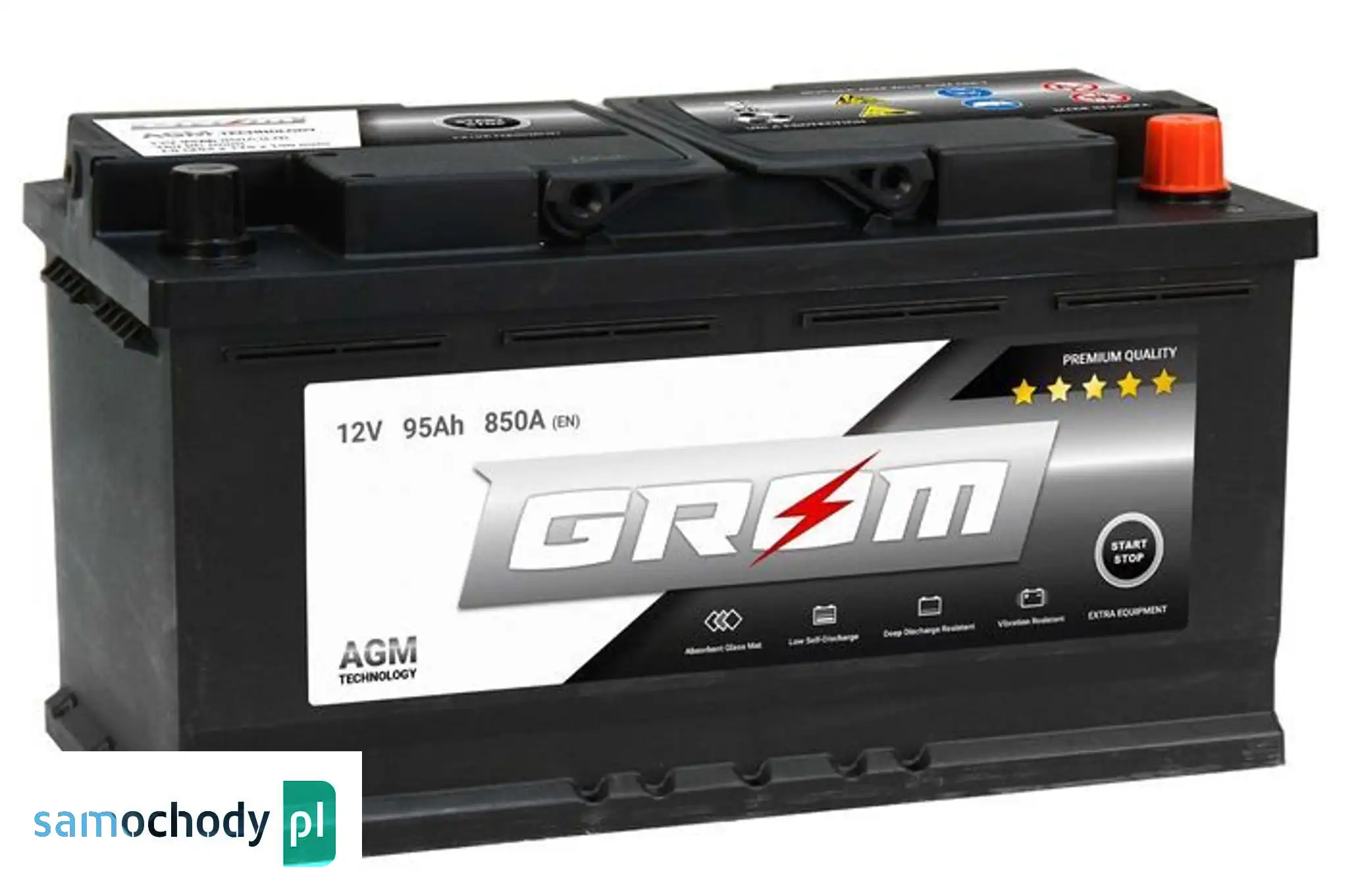 Akumulator GROM AGM START&STOP 95Ah 850A Prawy Plus
